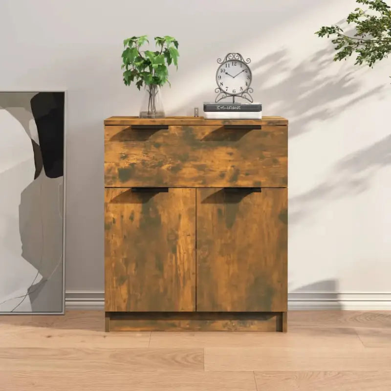 Houten dressoir van bewerkt hout met stevig blad voor een moderne uitstraling - Gerookt eiken / 1 - Dressoirs &
