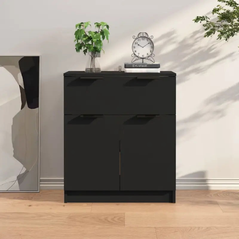 Houten dressoir van bewerkt hout met stevig blad voor een moderne uitstraling - Zwart / 1 - Dressoirs & buffetkasten