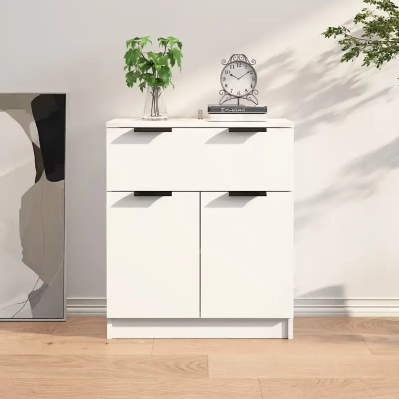 Houten dressoir van bewerkt hout met stevig blad voor een moderne uitstraling - Wit / 1 - Dressoirs & buffetkasten