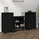 Houten Dressoir van massief grenenhout voor een opgeruimde woonkamer - Zwart / 2 / Nachtkastje - Dressoirs &