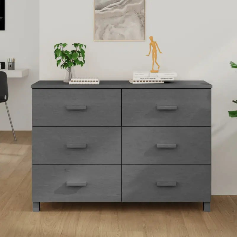 Houten Dressoir van Massief Grenenhout voor een Stevige Interieur Aanvulling - Donkergrijs / 1 - Dressoirs &