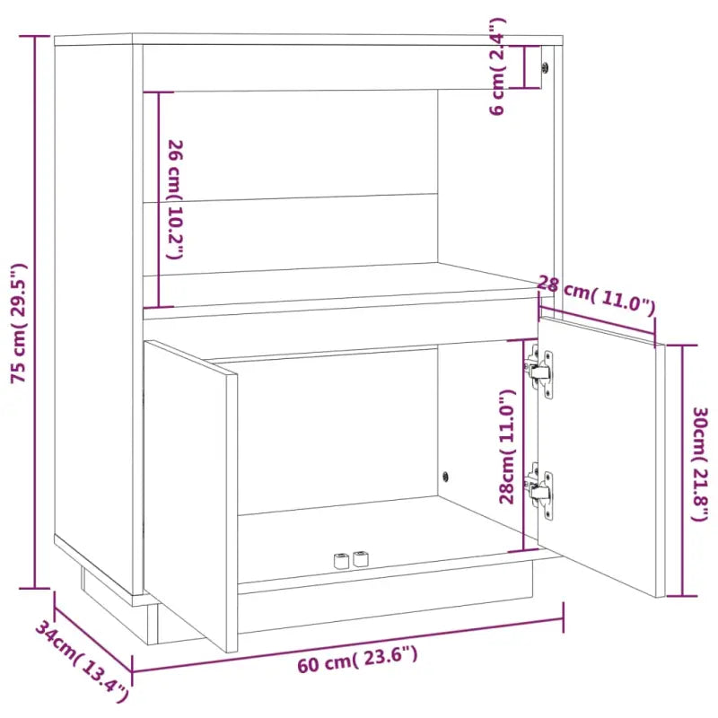 Houten dressoir van massief grenenhout voor praktische opbergruimte - Dressoirs & buffetkasten