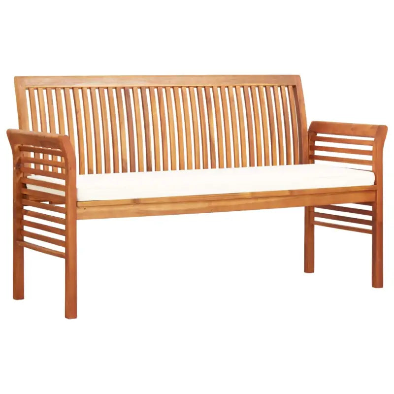 Houten driezitsbank van massief acaciahout voor tuin en terras - Crème / 150 cm / 1 - Tuinbanken