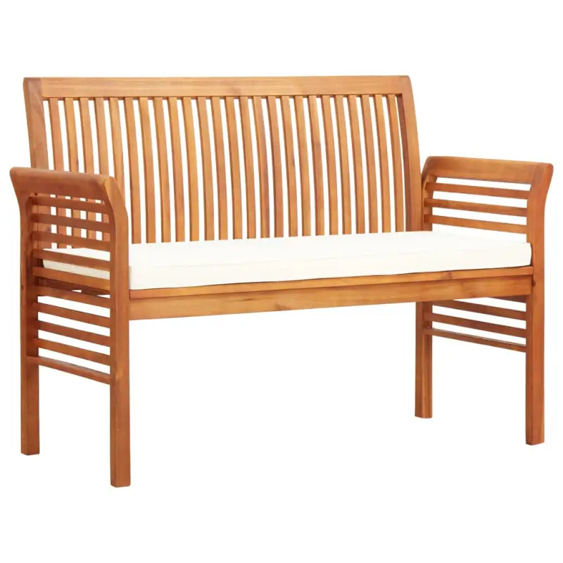 Houten driezitsbank van massief acaciahout voor tuin en terras - Crème / 120 cm / 1 - Tuinbanken