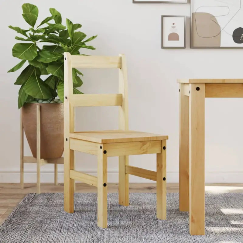 Houten eetkamerstoelen van massief grenenhout eenvoudig schoon en tijdloos - Bruin / 1 - Eetkamerstoelen