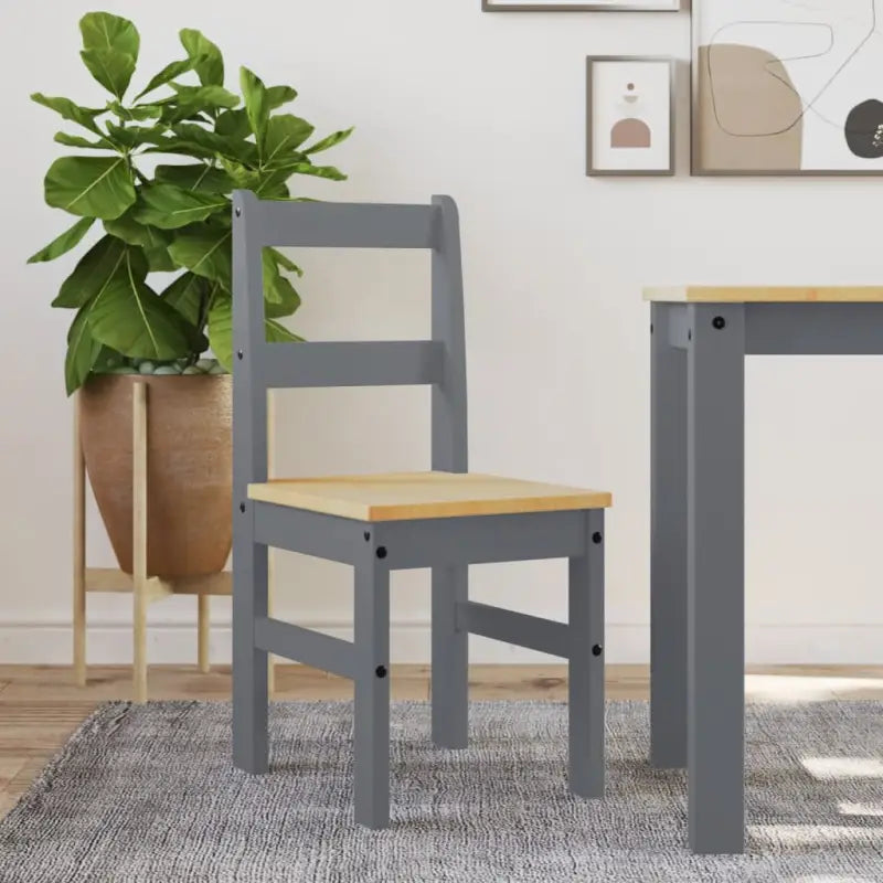 Houten eetkamerstoelen van massief grenenhout eenvoudig schoon en tijdloos - Grijs / 1 - Eetkamerstoelen