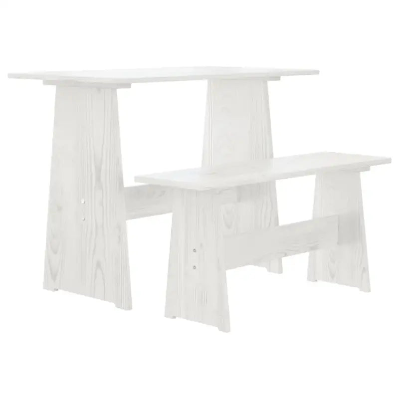 Houten eettafel met bankje van massief grenenhout voor eetkamer of keuken - Wit / 1 - Eettafels