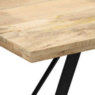 Houten eettafel met industriële stijl van massief mangohout - Eettafels