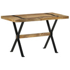 Houten eettafel van massief gerecycled hout in industriële stijl - 120 x 60 x 76 cm / 1 / Ruw mangohout - Eettafels