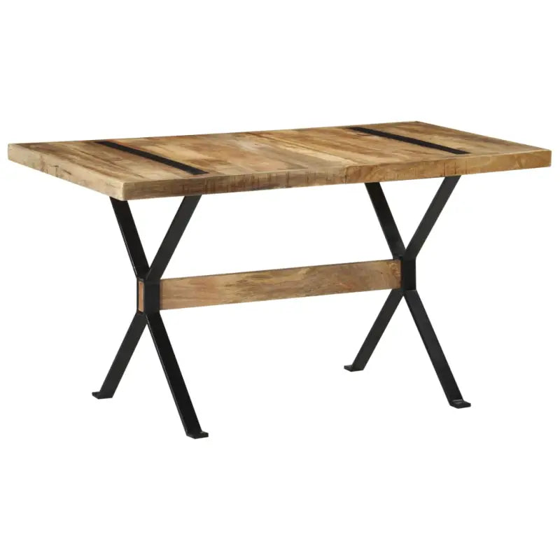 Houten eettafel van massief gerecycled hout in industriële stijl - 140 x 70 x 76 cm / 1 / Ruw mangohout - Eettafels