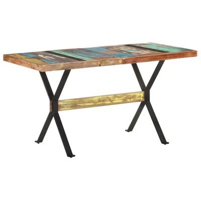 Houten eettafel van massief gerecycled hout in industriële stijl