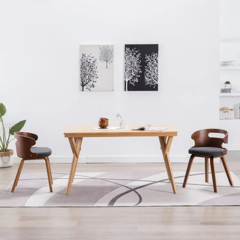 Houten frame eetkamerstoel met levering bevat voor een moderne uitstraling - Grijs en donkerbruin / 2 - Eetkamerstoelen