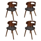 Houten frame eetkamerstoel met levering bevat voor een moderne uitstraling - Zwart en donkerbruin / 4 - Eetkamerstoelen