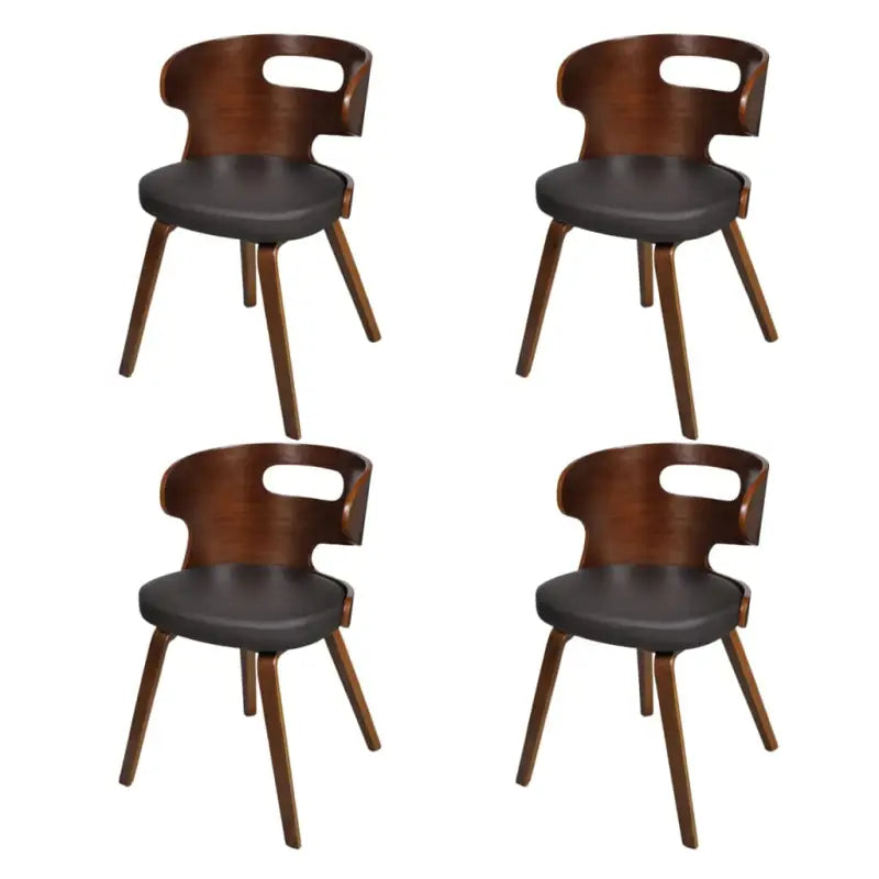 Houten frame eetkamerstoel met levering bevat voor een moderne uitstraling - Zwart en donkerbruin / 4 - Eetkamerstoelen