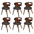 Houten frame eetkamerstoel met levering bevat voor een moderne uitstraling - Zwart en donkerbruin / 6 - Eetkamerstoelen
