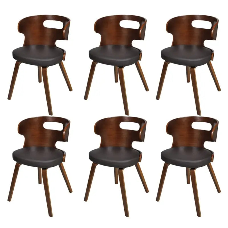 Houten frame eetkamerstoel met levering bevat voor een moderne uitstraling - Zwart en donkerbruin / 6 - Eetkamerstoelen
