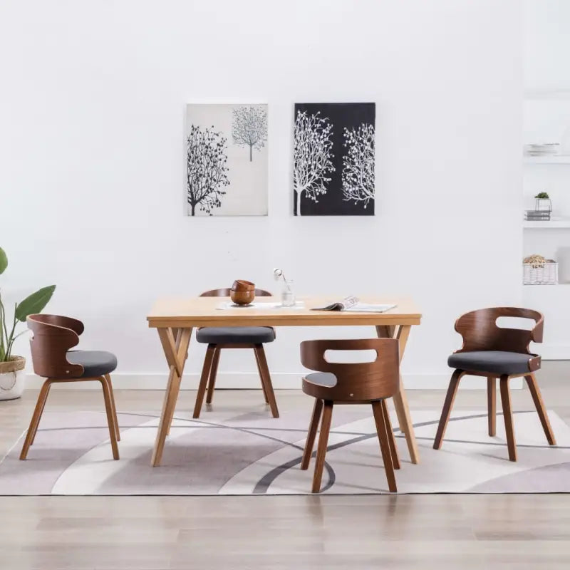 Houten frame eetkamerstoel met levering bevat voor een moderne uitstraling - Grijs en donkerbruin / 4 - Eetkamerstoelen