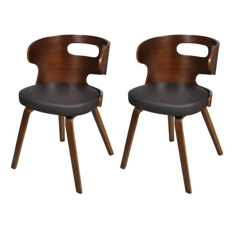Houten frame eetkamerstoel met levering bevat voor een moderne uitstraling - Zwart en donkerbruin / 2 - Eetkamerstoelen