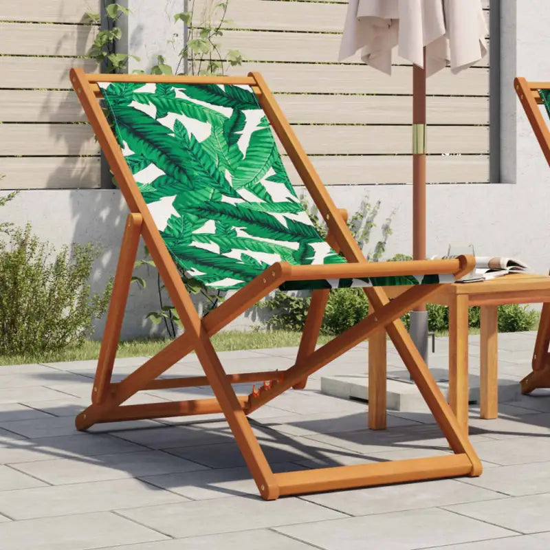 Houten frame tuinstoel voor tuin strand en camping - Bladpatroon / 1 / Zonder armleuning - Tuinstoelen