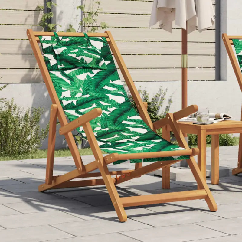 Houten frame tuinstoel voor tuin strand en camping - Bladpatroon / 1 / Met armleuning - Tuinstoelen