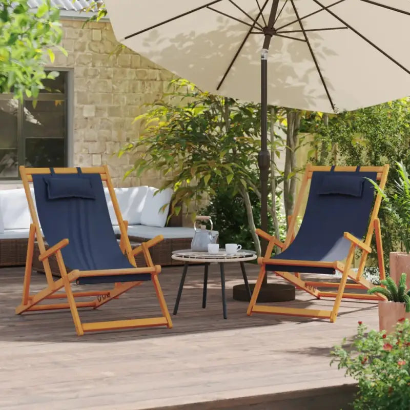 Houten frame tuinstoel voor tuin strand en camping - Blauw / 2 / Met armleuning - Tuinstoelen