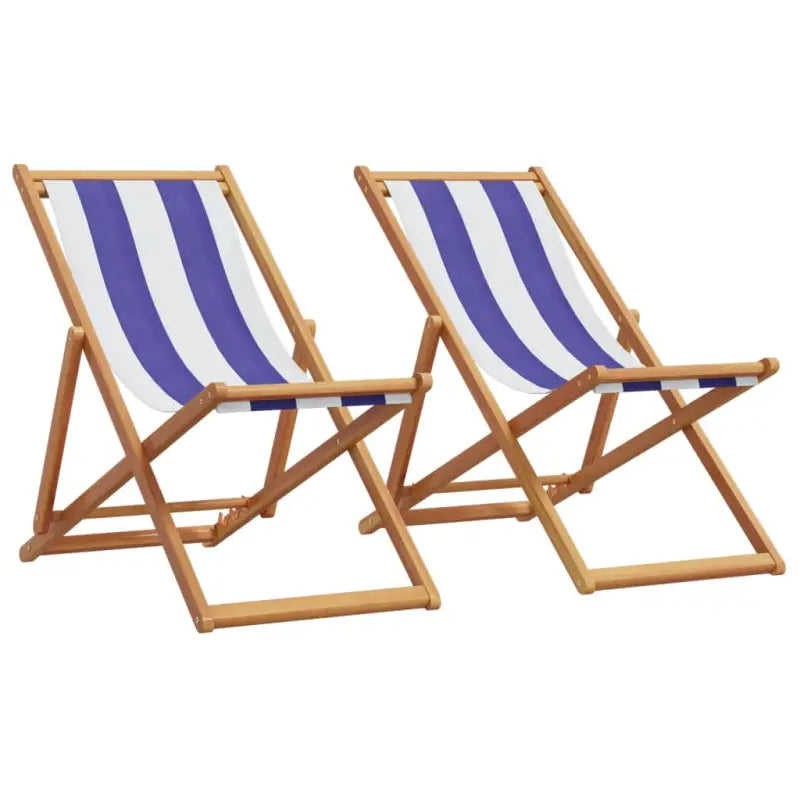 Houten frame tuinstoel voor tuin strand en camping - Blauw en wit / 2 / Zonder armleuning - Tuinstoelen