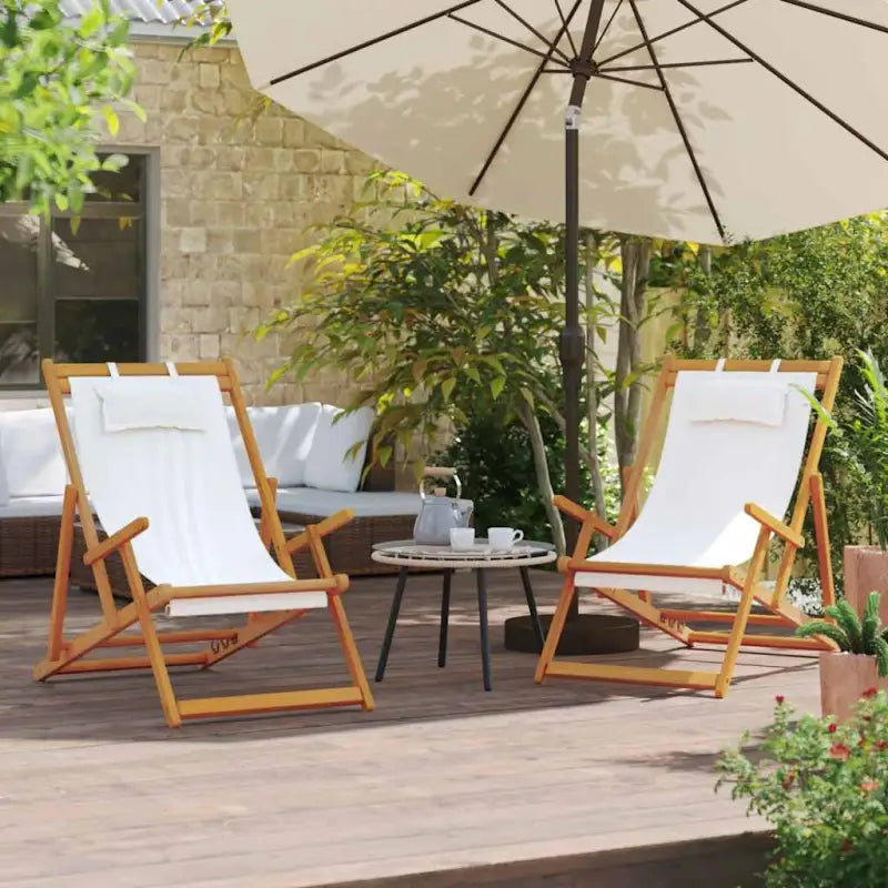 Houten frame tuinstoel voor tuin strand en camping - Crème / 2 / Met armleuning - Tuinstoelen