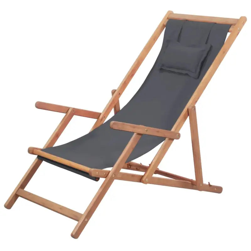 Houten frame tuinstoel voor tuin strand en camping - Grijs / 1 / Met armleuning - Tuinstoelen