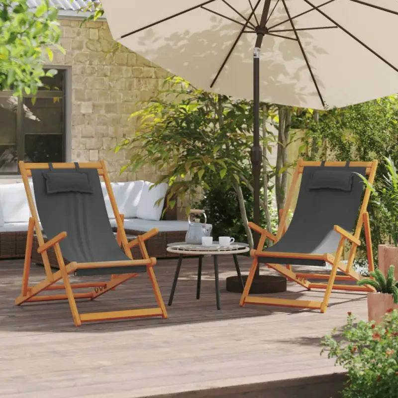 Houten frame tuinstoel voor tuin strand en camping - Grijs / 2 / Met armleuning - Tuinstoelen