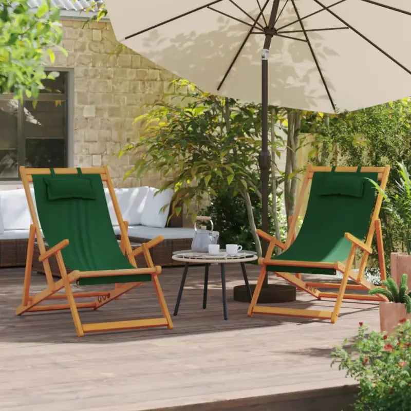Houten frame tuinstoel voor tuin strand en camping - Groen / 2 / Met armleuning - Tuinstoelen