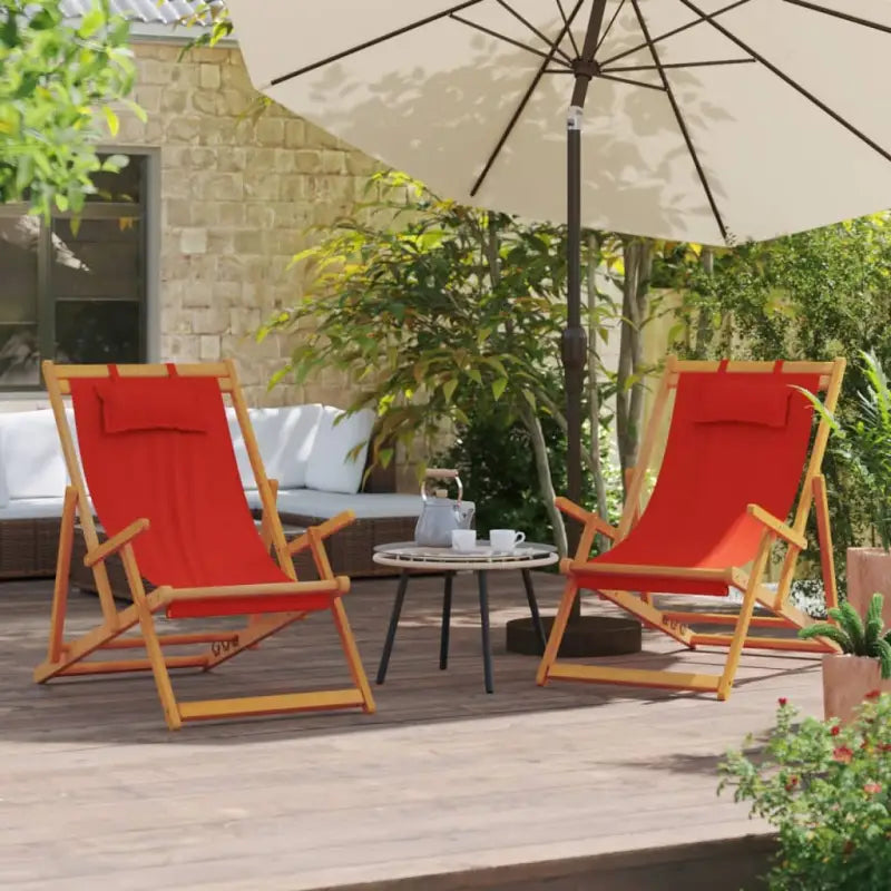 Houten frame tuinstoel voor tuin strand en camping - Rood / 2 / Met armleuning - Tuinstoelen