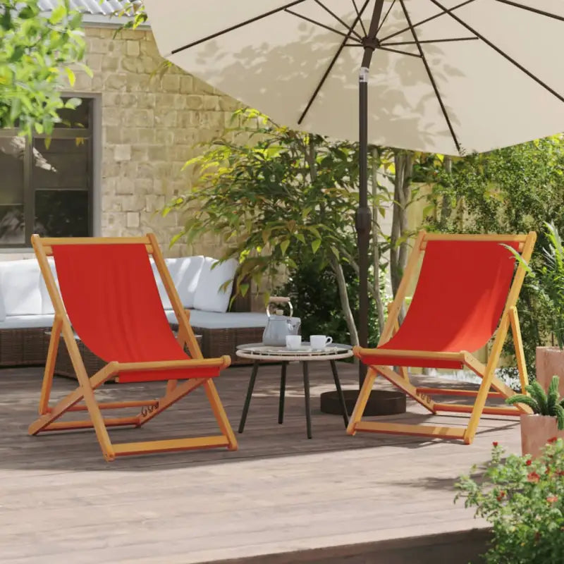 Houten frame tuinstoel voor tuin strand en camping - Rood / 2 / Zonder armleuning - Tuinstoelen