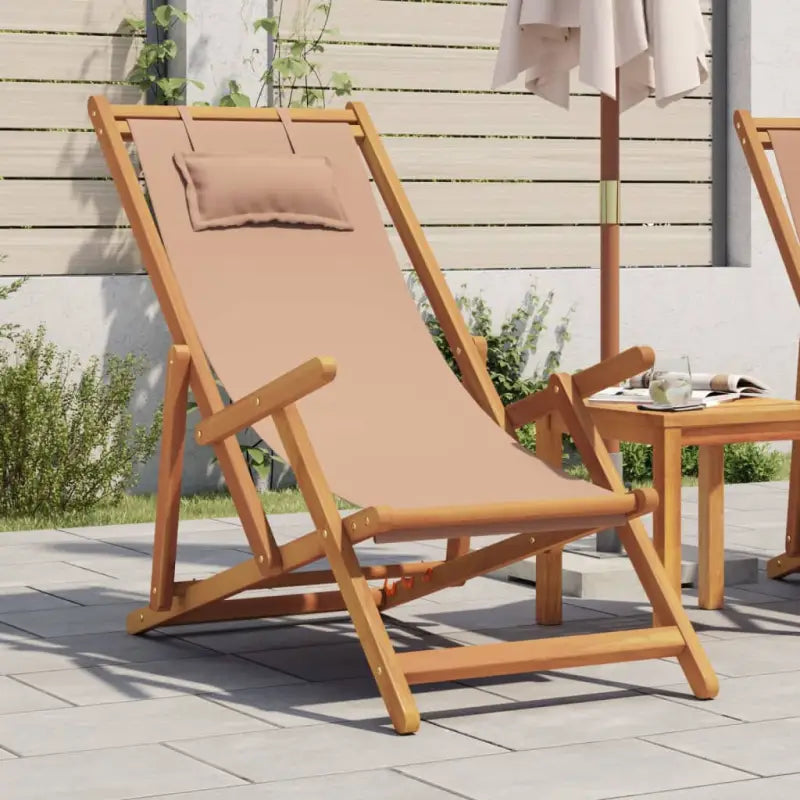 Houten frame tuinstoel voor tuin strand en camping - Taupe / 1 / Met armleuning - Tuinstoelen