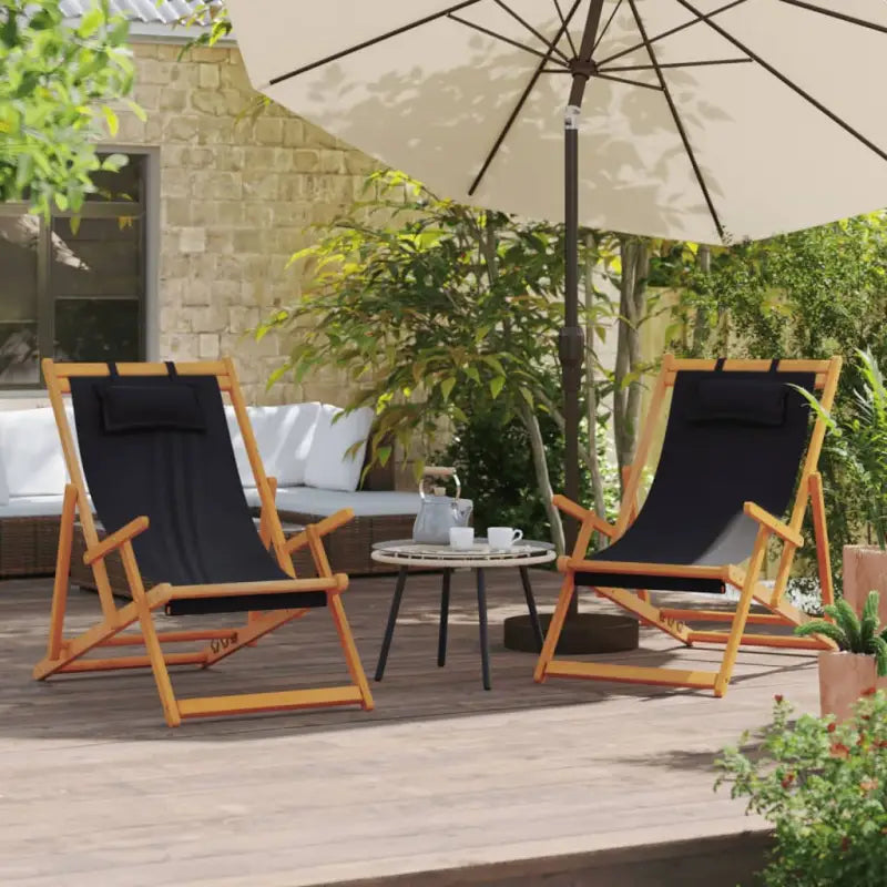 Houten frame tuinstoel voor tuin strand en camping - Zwart / 2 / Met armleuning - Tuinstoelen