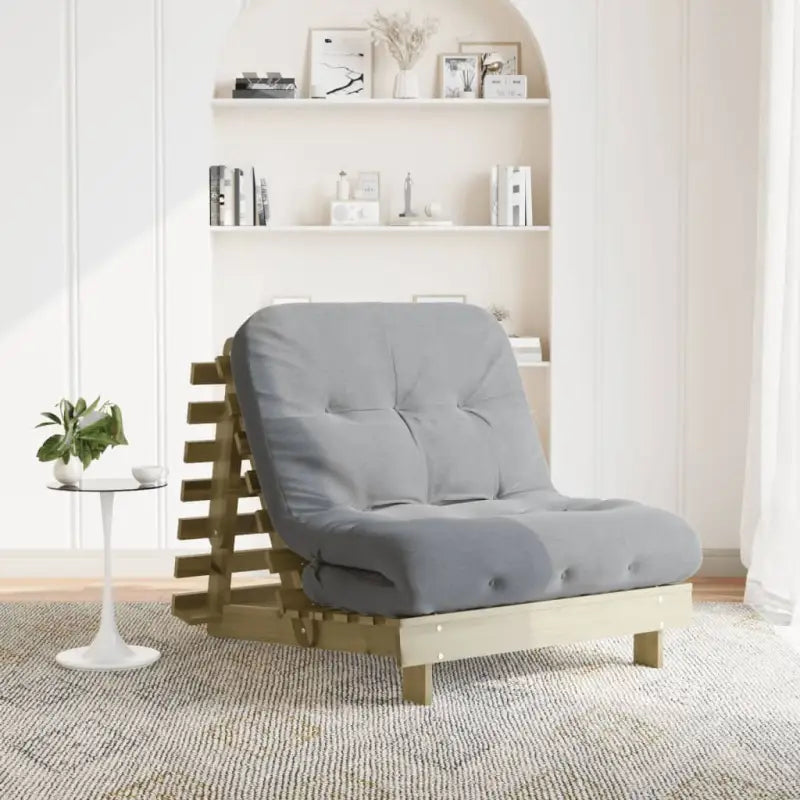 Houten futon slaapbank met verstelbare rugleuning voor comfort en veelzijdigheid - Naturel geïmpregneerd / 90 x 206 x