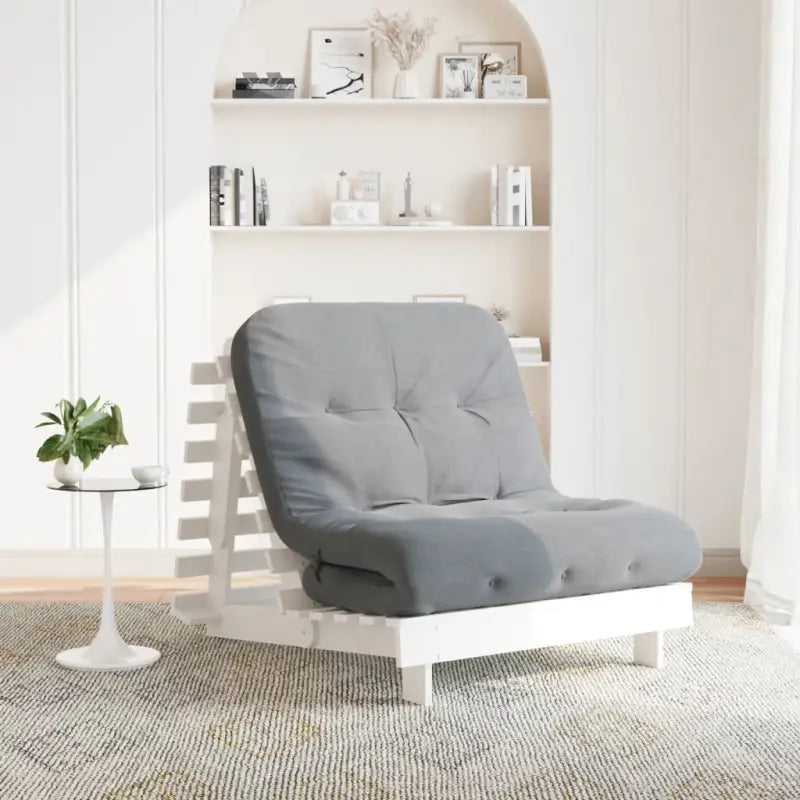 Houten futon slaapbank met verstelbare rugleuning voor comfort en veelzijdigheid - Wit / 80 x 206 x 11 cm - Futons