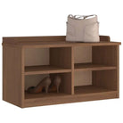 Houten gangbank met massief grenenhout en rustieke charme - Walnoothouten afwerking - Opberg- & halbankjes