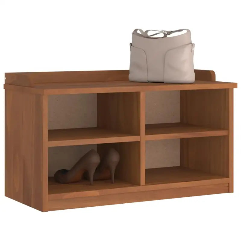 Houten gangbank met massief grenenhout en rustieke charme - Acaciahouten afwerking - Opberg- & halbankjes