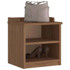 Houten gangbank van massief grenenhout met rustieke charme - Walnoothouten afwerking - Opberg- & halbankjes