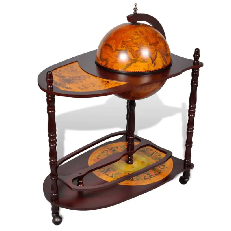 Houten globebar wijnkast met draaibare bar en opbergruimte - Bruin / 1 - Wijnkasten & drankkasten
