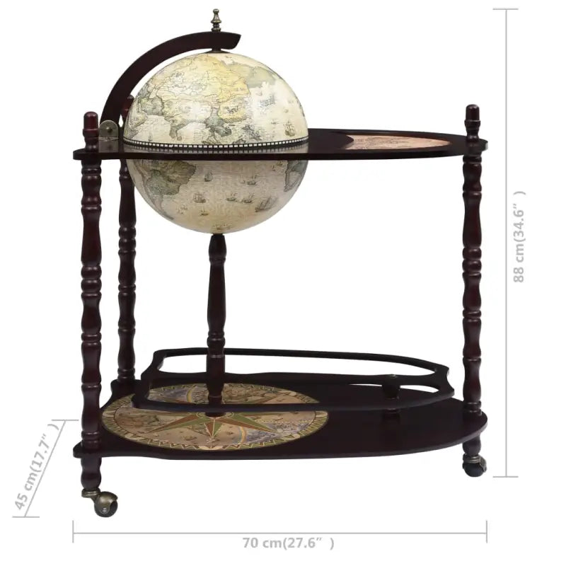 Houten globebar wijnkast met draaibare bar en opbergruimte - Wijnkasten & drankkasten