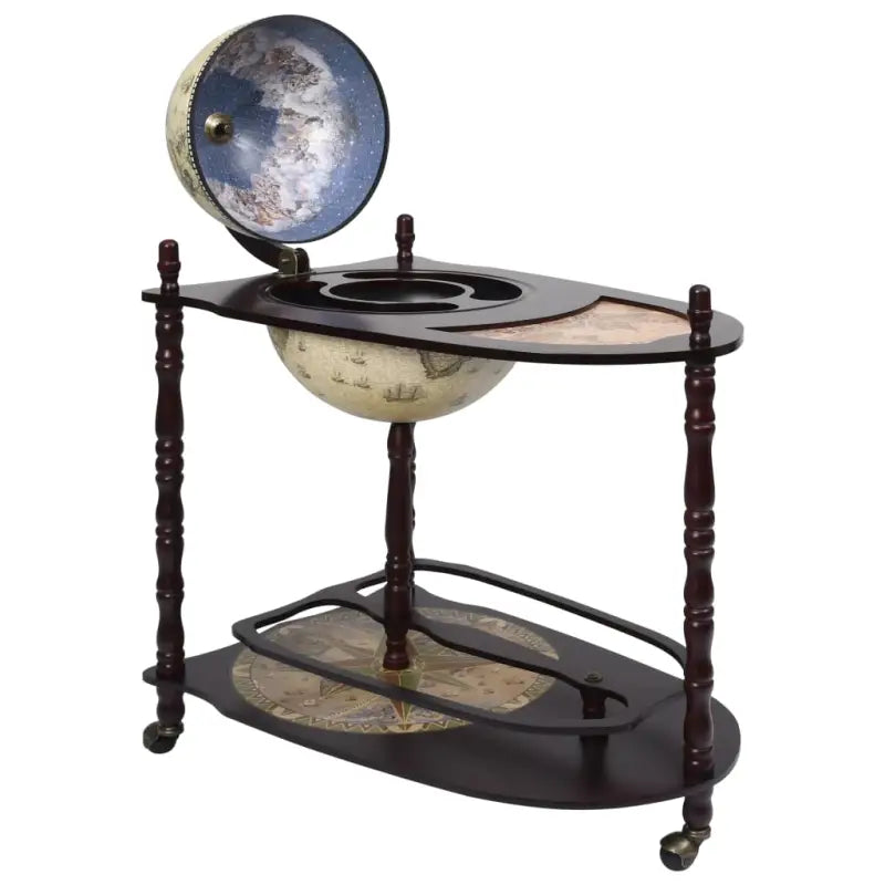 Houten globebar wijnkast met draaibare bar en opbergruimte - Wijnkasten & drankkasten