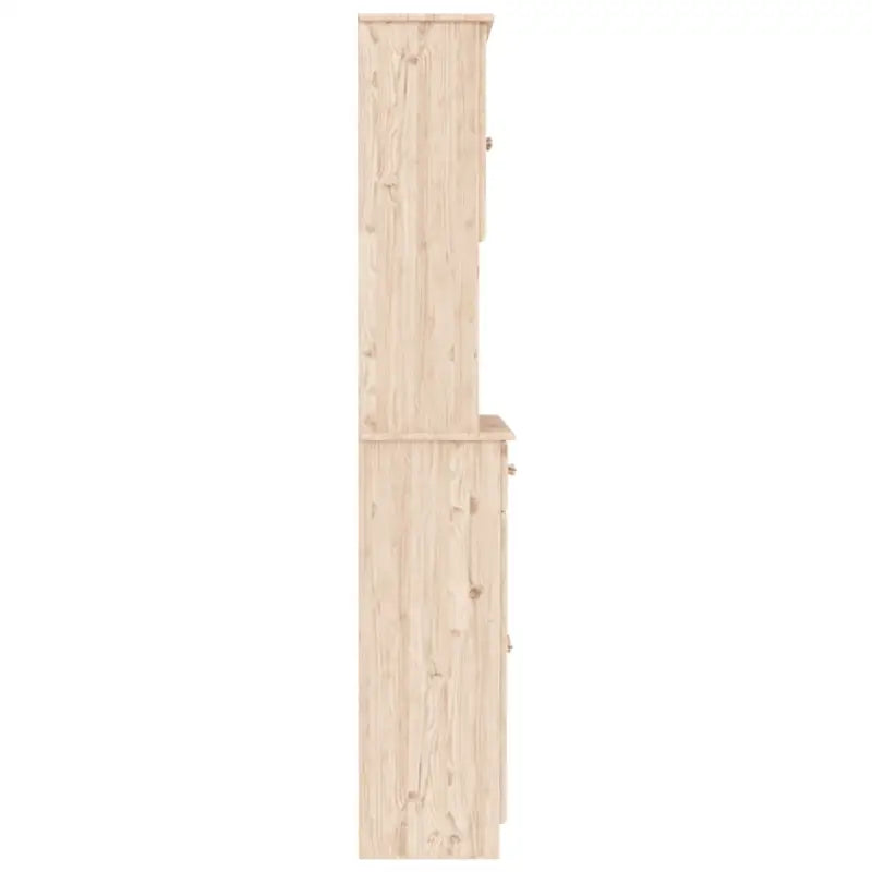 Houten hoge kast van massief grenenhout met houten knoppen - Dressoirs & buffetkasten