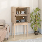 Houten hoge kast van massief grenenhout met rustiek ontwerp - Naturel / 1 - Dressoirs & buffetkasten