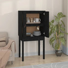 Houten hoge kast van massief grenenhout met rustiek ontwerp - Zwart / 1 - Dressoirs & buffetkasten