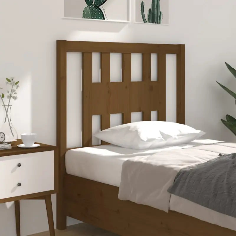Houten hoofdeind van massief grenenhout met trendy ontwerp - Honingbruin / 106 x 100 cm / 1 - Hoofdborden en voetborden