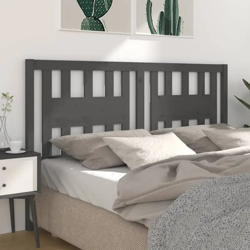 Houten hoofdeind van massief grenenhout met trendy ontwerp - Grijs / 126 x 100 cm / 1 - Hoofdborden en voetborden