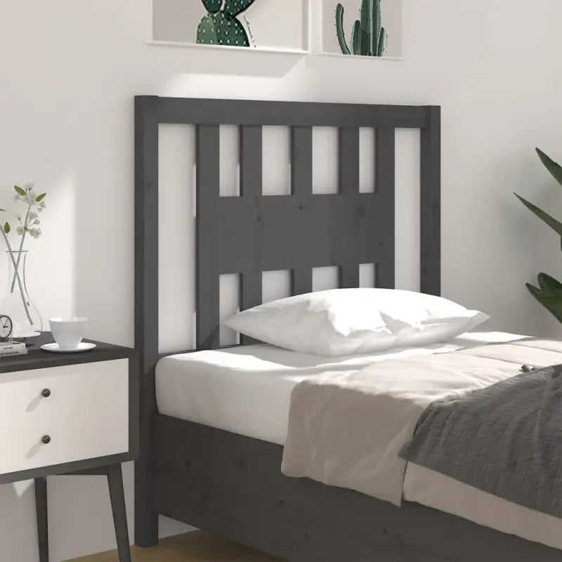 Houten hoofdeind van massief grenenhout met trendy ontwerp - Grijs / 106 x 100 cm / 1 - Hoofdborden en voetborden