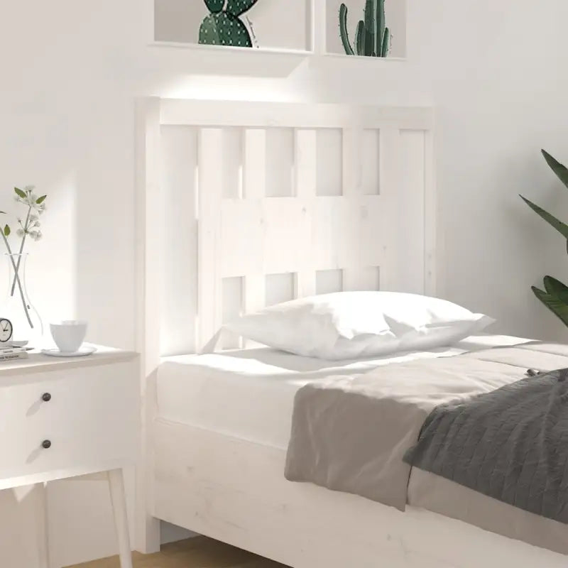 Houten hoofdeind van massief grenenhout met trendy ontwerp - Wit / 96 x 100 cm / 1 - Hoofdborden en voetborden