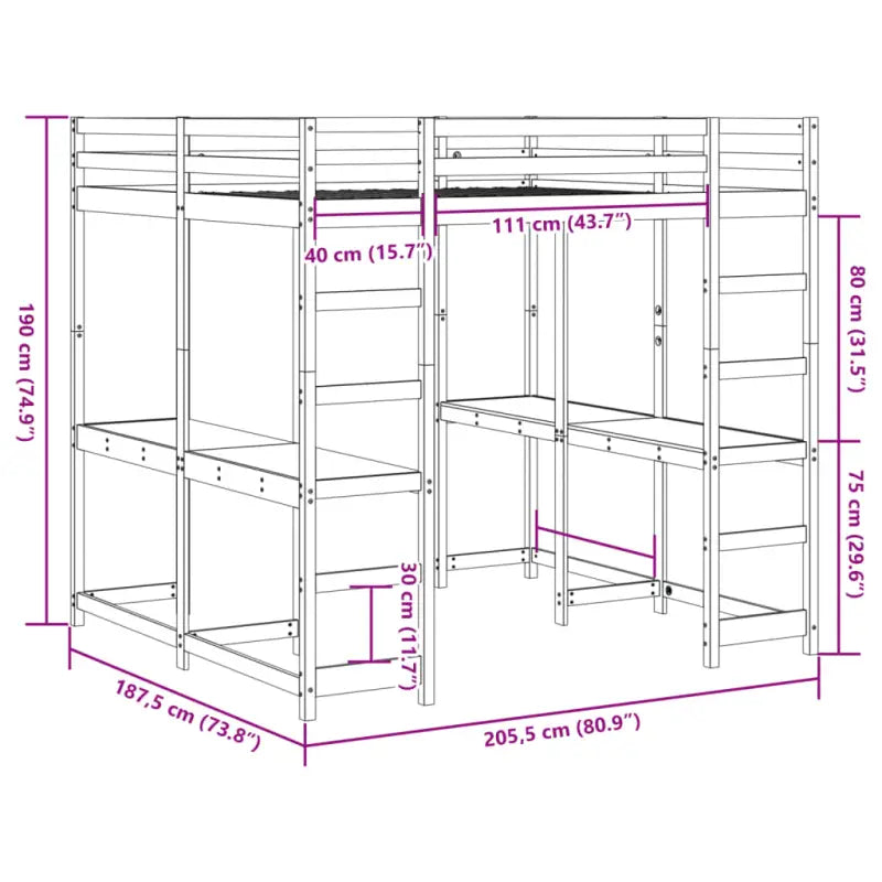 Houten Hoogslaper van Massief Grenenhout voor Een Ruimtebesparende Kamer - Bedden & bedframes